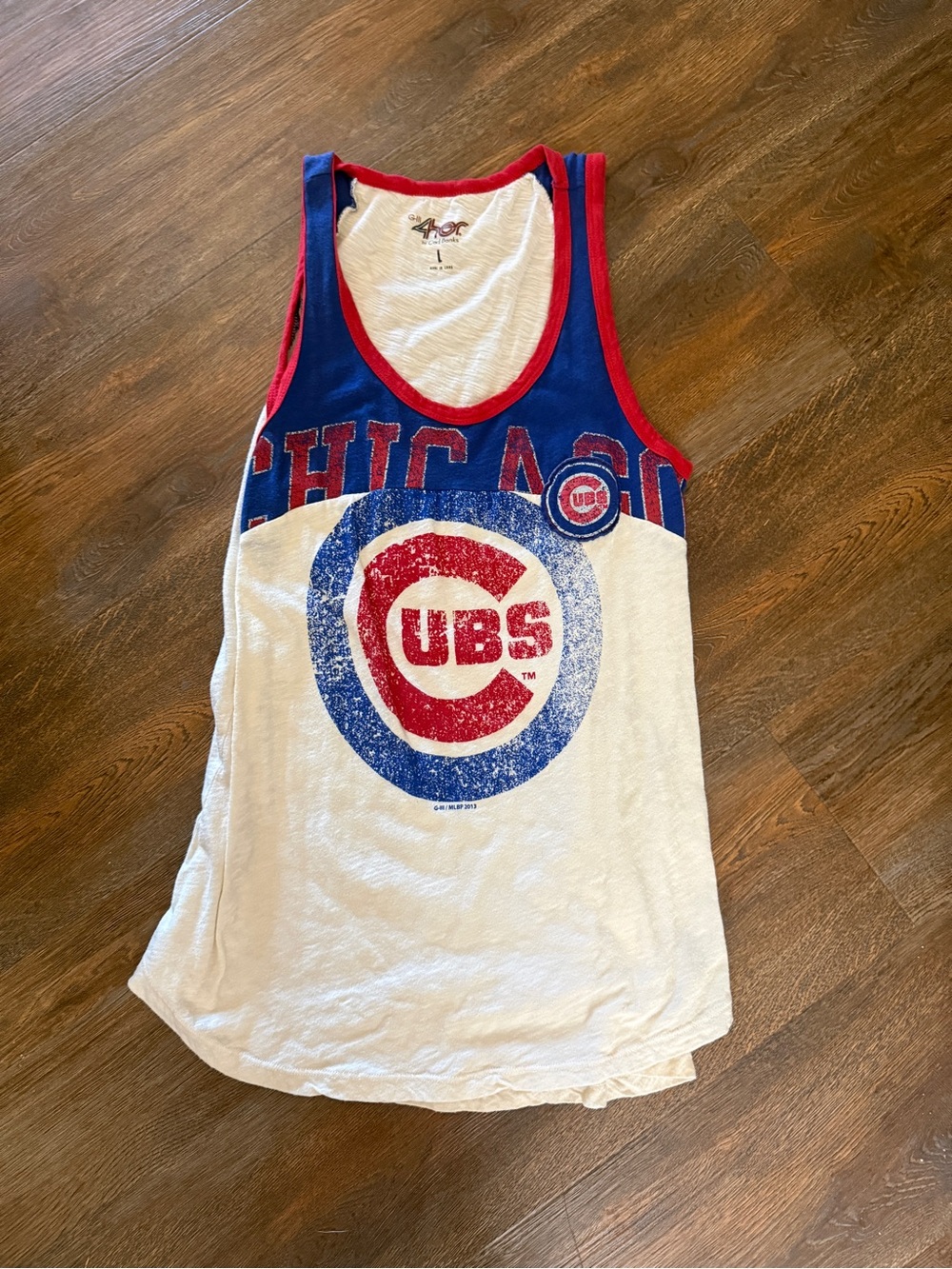 Womens Chicago Cubs Sleeveless Tank Top - White/Blue/Red
